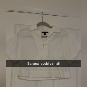 Banana Republic white Short Sleeve crop shirt